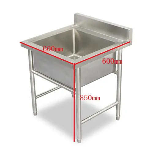 produk: Kitchen Stainless Steel Sink Material: Keluli tahan karat 304/ 201/ 316 Surface Finish: Polished Size: Customizable Application: Suitable for restaurants, workshops, factories, laboratories, dan lain-lain. Optional accessories: faucet, soap dispenser, inlet hose, outlet hose