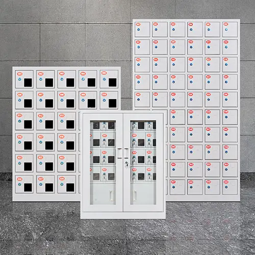 ผลิตภัณฑ์: Mobile Phone Storage CabinetMaterial: วัสดุ: SUS 304/ ของพวกเขา 201/ SUS 316L/ powder coated steelSize: Standard or Customizable on requestType: Steel door type,  Acrylic window door type, Exterior glass door typeFeature: Neat row of wires, leakage protection. Neat row of lines, line safety anti-short-circuit, anti-aging, there are problems with automatic power-off.Aluminum alloy snap handle. Made of aluminum alloy, exquisite and beautiful, smooth and flat to the touchBuilt-in single small door. High-quality transparent acrylic material, the contents of the cabinet can be seen at a glance, and another label design, easy to find.Multi-hole power socket. Internal multi-hole power outlet, multiple models available, can be used at the same time, simple and convenient, safe to use.Double door design. Glass door inner door double protection, both safe and beautiful, make life more comfortable