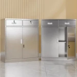 منتج: Short Cabinet Material: SUS 304/ SUS 201/ SUS 316L Size: 1000*900*400 (W*D*H)mm/ 715*400*480 (W*D*H)mm/ Customizable on request Door: swing door/ sliding door Drawers: available Applications: office document storage, item storage