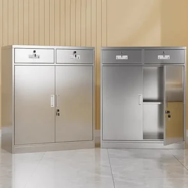 Produk: Short Cabinet Material: SUS 304/ MILIK MEREKA 201/ SUS 316L Size: 1000*900*400 (W*D*H)mm/ 715*400*480 (W*D*H)mm/ Customizable on request Door: swing door/ sliding door Drawers: available Applications: office document storage, item storage