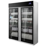 Commercial disinfection cabinet Double-door vertical large capacity hot air circulation catering restaurant canteen large stainless steel cupboard Rated power: 1600W Box material: ของพวกเขา 304 น้ำหนัก: 52KG Dimensions: 1150x490x1750mm